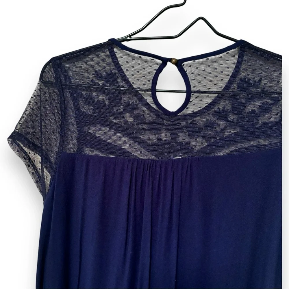 Xhilaration Flowy Lightweight Navy Lace Detail Keyhole Back Cutout Mini Dress - Picture 10 of 16